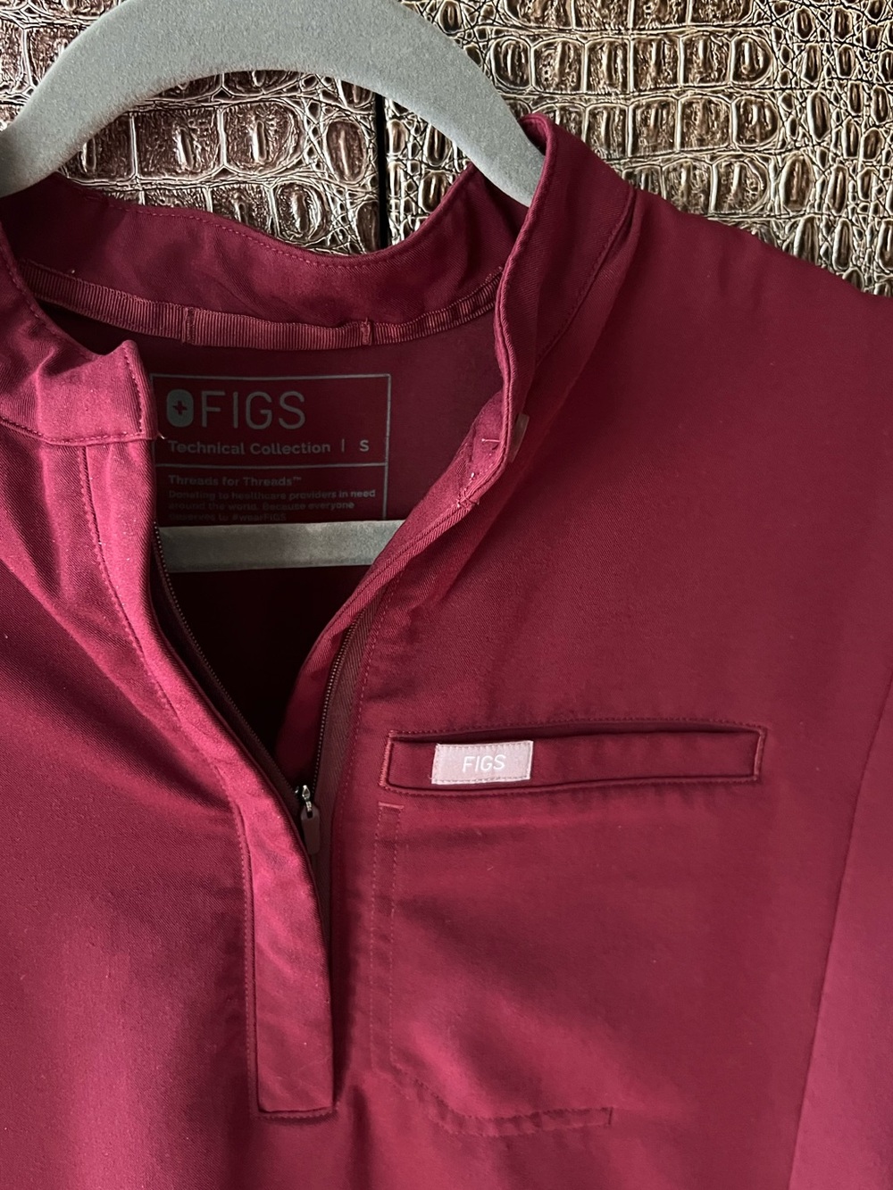 Fig’s Burgundy Montex Scrub Top - Picture 5 of 6